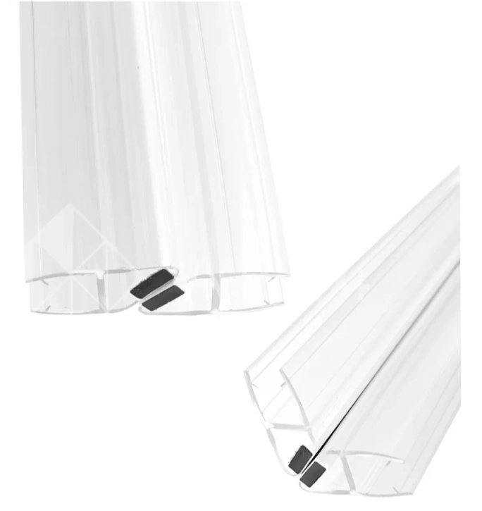 Уплотнитель магнитный 90°, 180° прозрачный с белым магнитом 2.2 м под стекло 8мм, FDPP-202.8