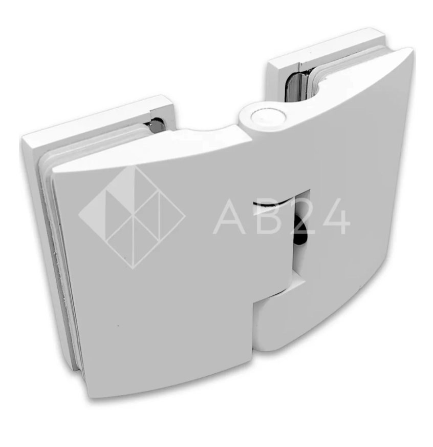 Петля Европа FDP-119 стекло-стекло 180° с крышками, латунь/белый