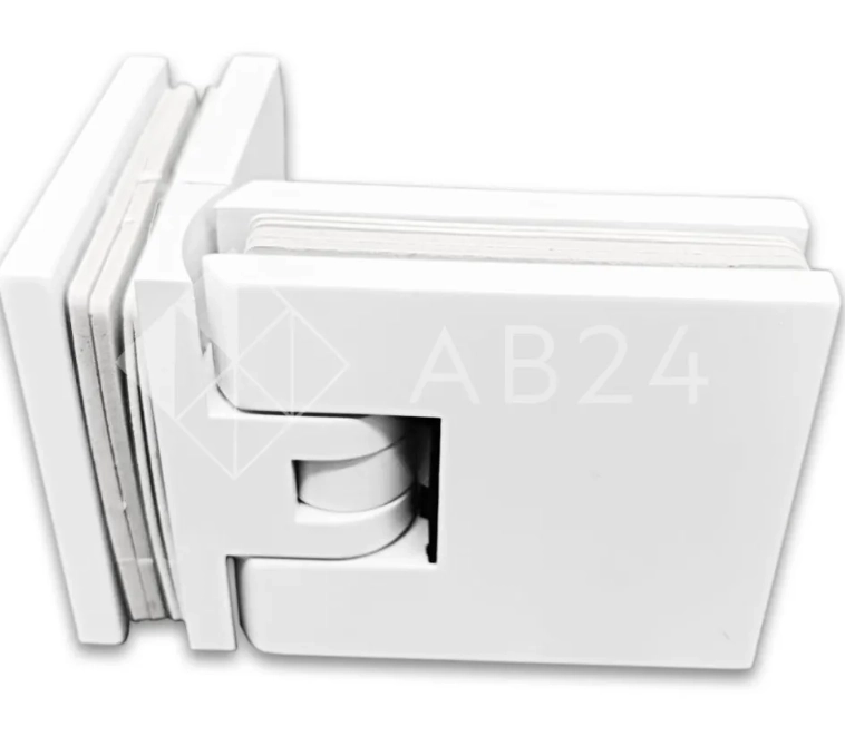 Петля Аврора FDP-184 стекло-стекло 90° с крышками, латунь/белый