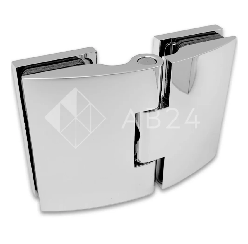 Петля Европа FDP-119 стекло-стекло 180° с крышками, латунь/хром