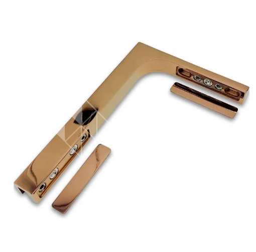 Угловой стабилизатор Диор FDK-4L стена-стекло 90° левый, нержавейка/розовое золото