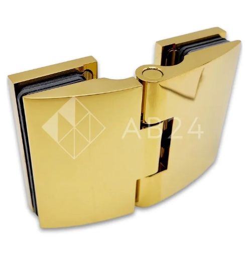 Петля Европа FDP-119 стекло-стекло 180° с крышками, латунь/золото