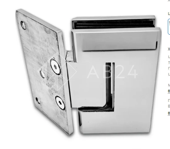 Петля Альфа α FDP-16 стена-стекло 135°, нержавейка/полированный