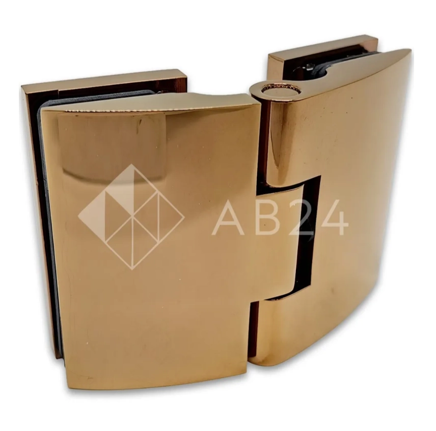 Петля Европа FDP-119 стекло-стекло 180° с крышками, латунь/розовое золото