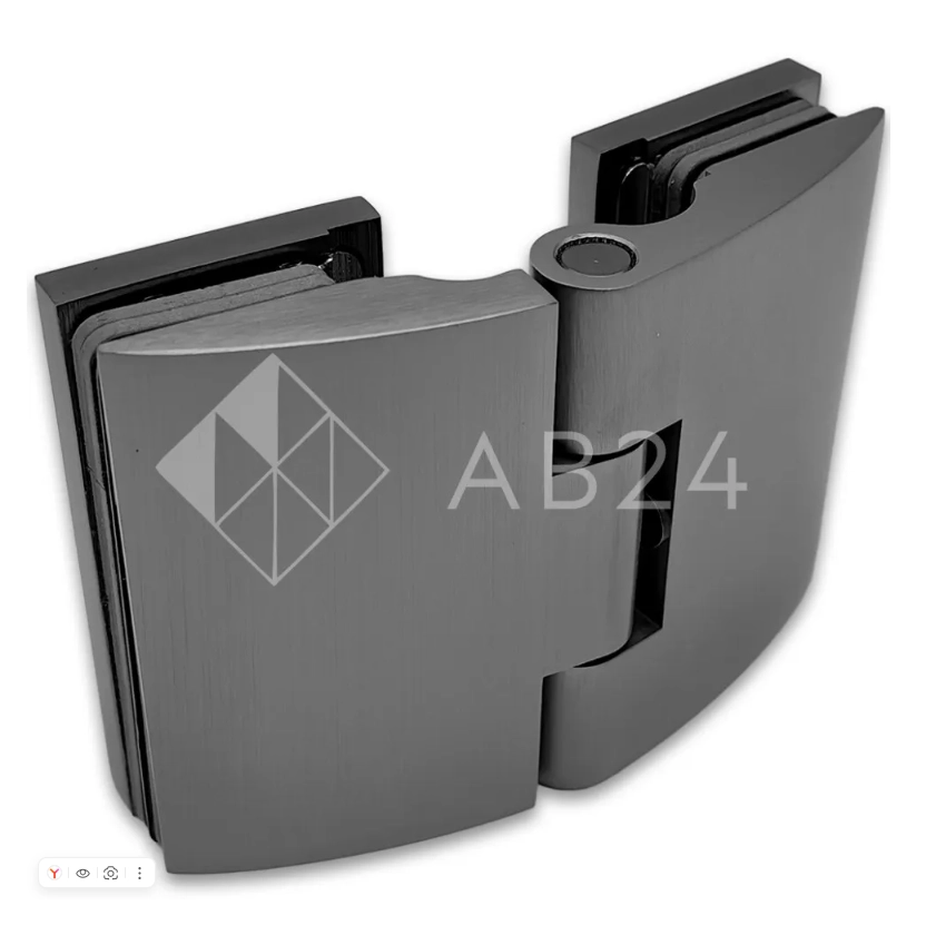 Петля Европа FDP-119 стекло-стекло 180° с крышками, латунь/оружейная сталь