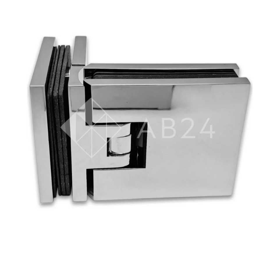 Петля Аврора FDP-184 стекло-стекло 90° с крышками, латунь/хром