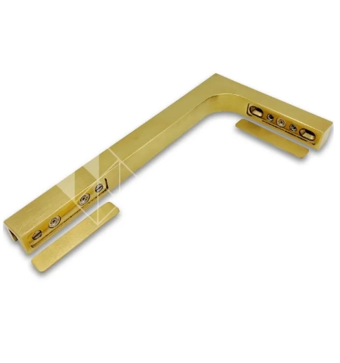 Угловой стабилизатор Диор FDK-3L стена-стекло 90° левый, латунь/брашированное золото