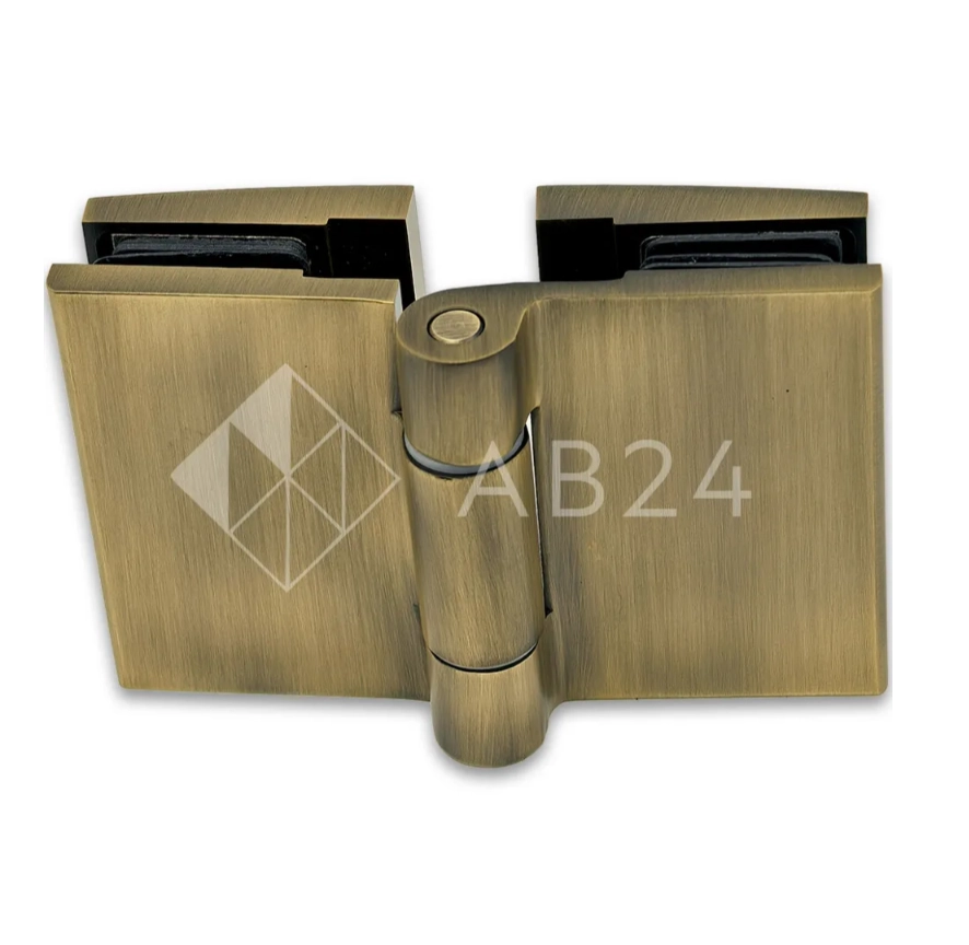 Петля Рея FDP-222 стекло-стекло 180° с крышками, латунь/бронза